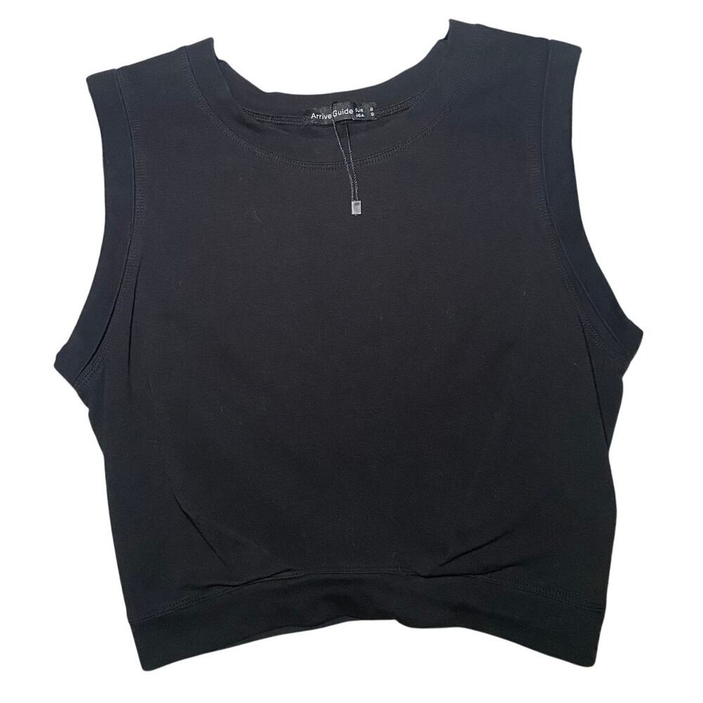 Arrive Guide - Black Cinching Crop Top - Size Small
